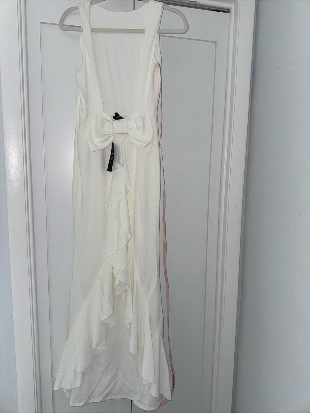 Lulu's Ivory Ruffle-Front Maxi Dress with Bow